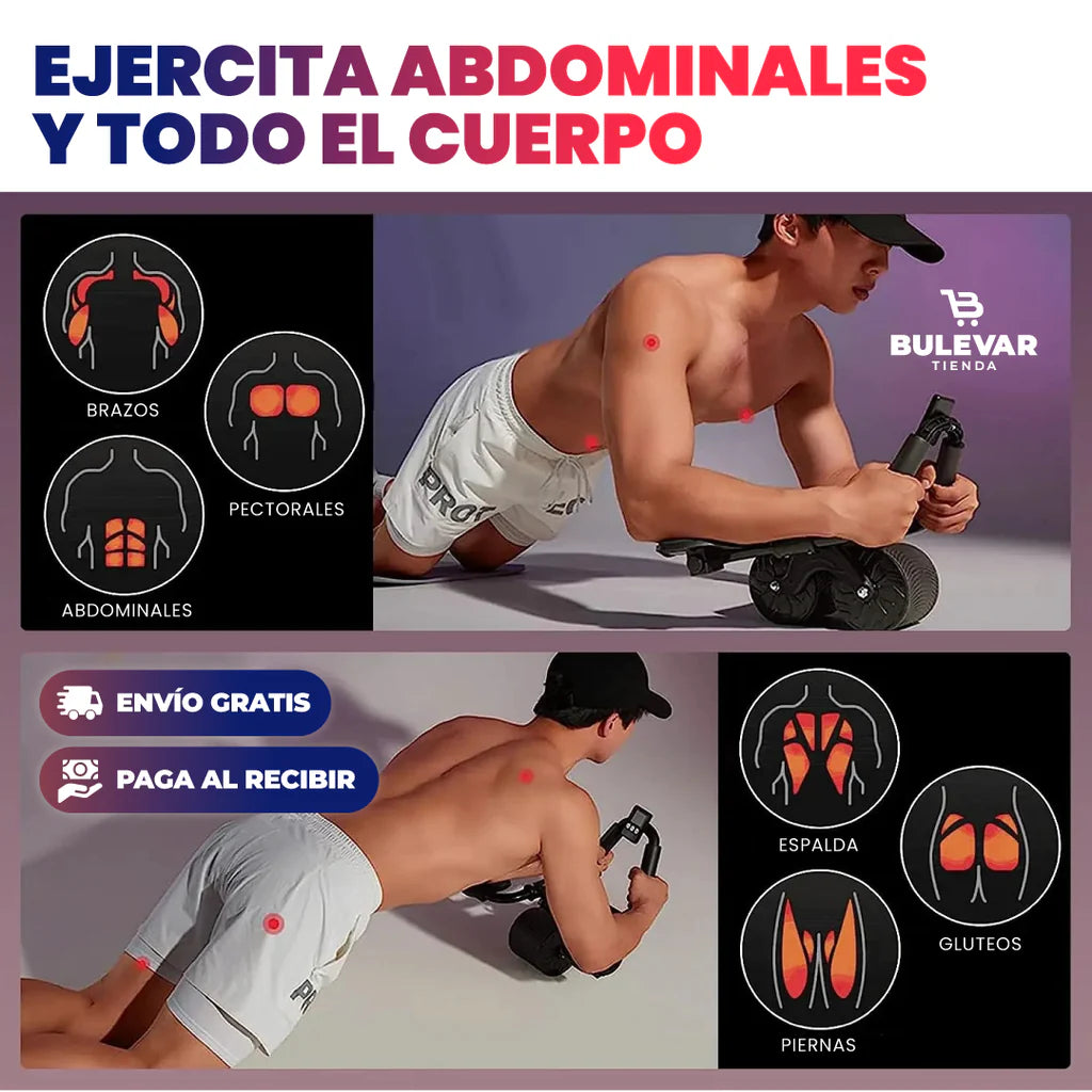 RUEDA DE RODILLO ABDOMINAL DE REBOTE AUTOMATICO💪